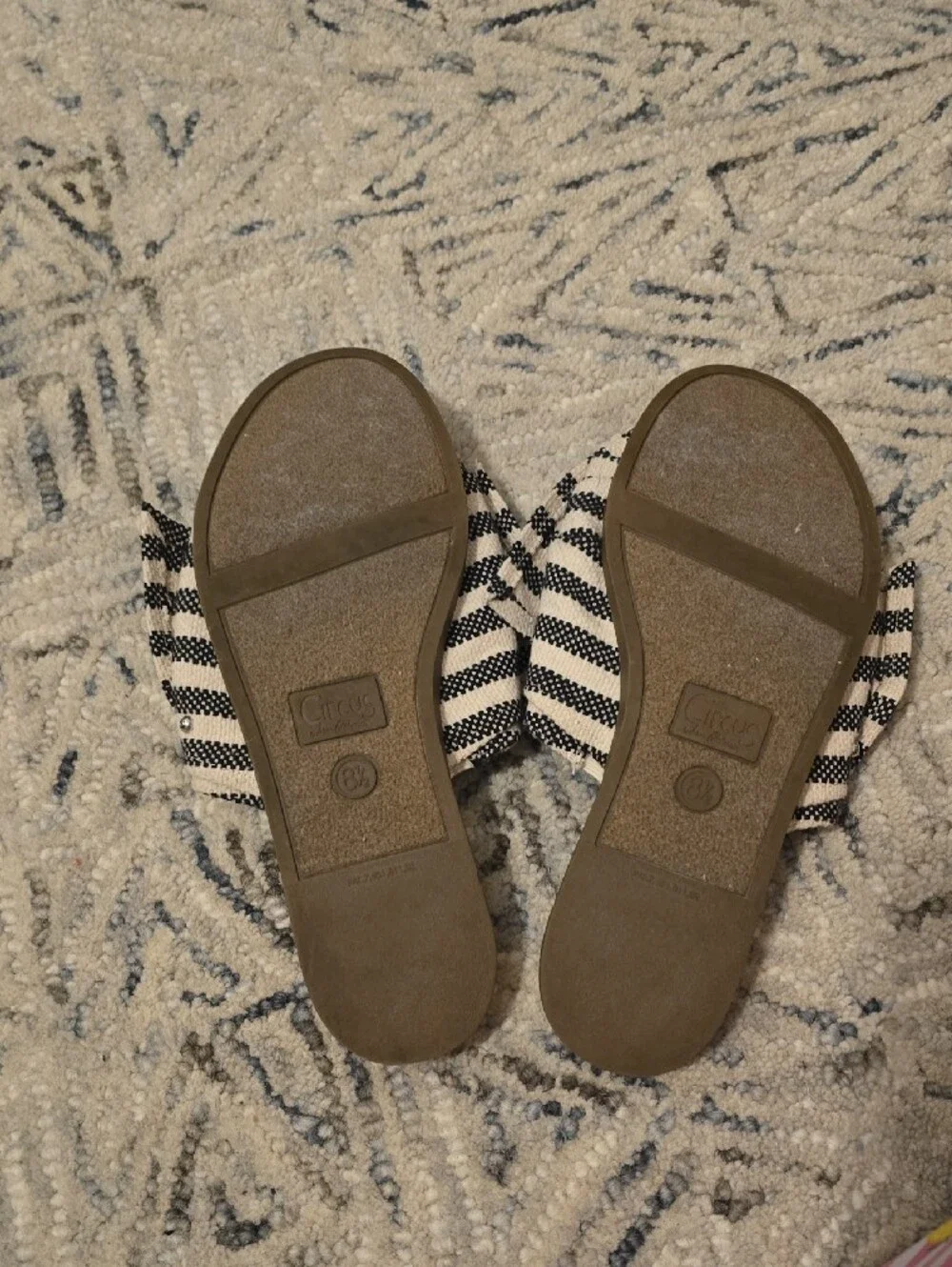 Circus by Sam Edelman Black and White Striped Knot Slide Sandals
